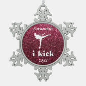 Sparkly Shimmering fuchsia 'i trap' op maat Tin Sneeuwvlok Ornament (Voorkant)