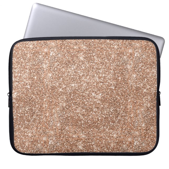 Sparkly Shiny Glitter Roos Gold Laptop Sleeve (Voorkant)