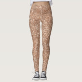 Sparkly Shiny Glitter Roos Gold Leggings (Voorkant)