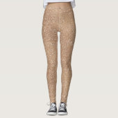 Sparkly Shiny Glitter Roos Gold Leggings (Voorkant)