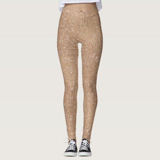 Sparkly Shiny Glitter Roos Gold Leggings (Voorkant)