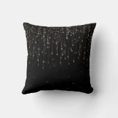 Sparkly Shooting Stars Black Chic Engagement Party Kussen (Achterkant)
