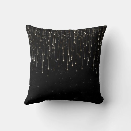 Sparkly Shooting Stars Black Chic Engagement Party Kussen (Achterkant)