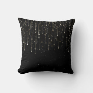 Sparkly Shooting Stars Black Chic Engagement Party Kussen
