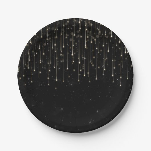 Sparkly Shooting Stars Black Chic Engagement Party Papieren Bordje (Voorkant)