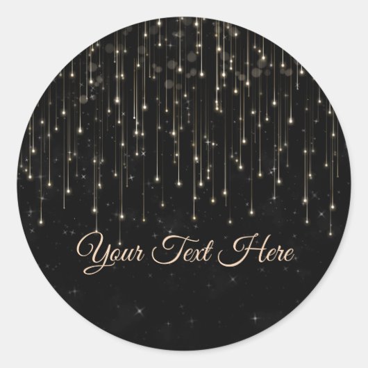 Sparkly Shooting Stars Black Chic Engagement Party Ronde Sticker (Voorkant)