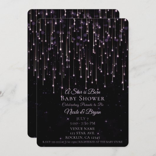 Sparkly Shooting Stars Een ster is geboren Baby sh Kaart (Voorkant / Achterkant)