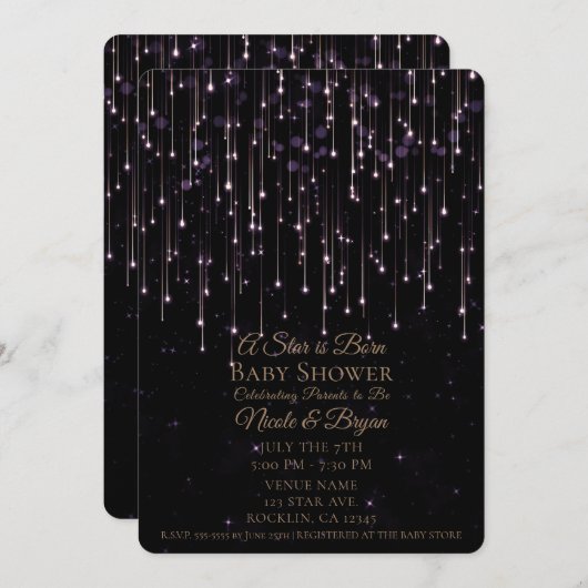 Sparkly Shooting Stars Een ster is geboren Baby sh Kaart (Voorkant / Achterkant)