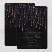 Sparkly Shooting Stars Paarse Engagement Party Inv Kaart (Voorkant / Achterkant)