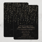 Sparkly Shooting Stars Zwart Chic Modern Huwelijk Kaart (Voorkant / Achterkant)