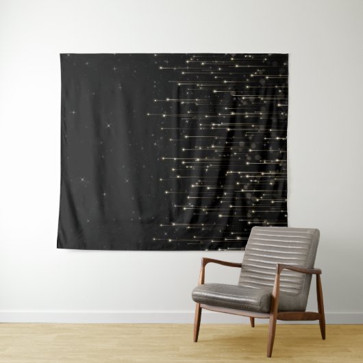 Sparkly Shooting Stars Zwart Elegant Party Wandkleed (In Situ (horizontaal))
