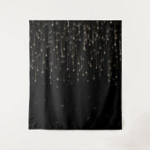 Sparkly Shooting Stars Zwart Elegant Party Wandkleed (Voorkant)