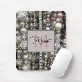 Sparkly Silver and Roze Stringed Beads Monogram Muismat