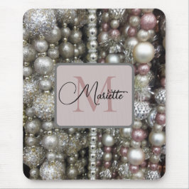 Sparkly Silver and Roze Stringed Beads Monogram Muismat