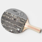 Sparkly Silver Beads Monogram Tafeltennisbatje (Zijkant)