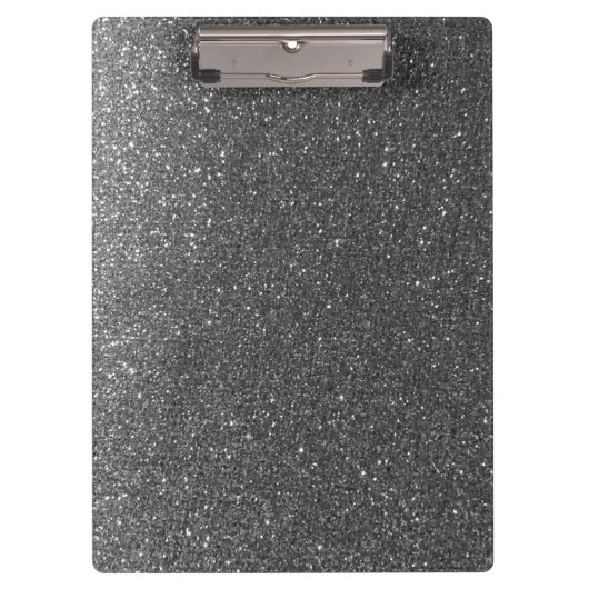 Sparkly Silver Black Glitter Docers Classroom Klembord (Voorkant)