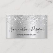 Sparkly Silver Confetti Glitter Ombre Online Store Visitekaartje (Voorkant)