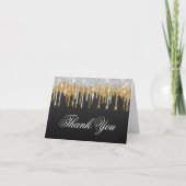 Sparkly Silver en Gold Kerstmis Glitter Drivers Bedankkaart (Voorkant)