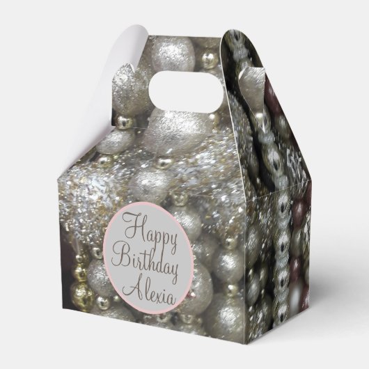 Sparkly Silver en Roze strengen kralen Bedankdoosjes (Achterkant)