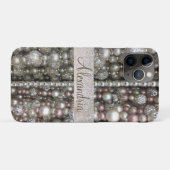 Sparkly Silver en Roze strengen kralen Case-Mate iPhone Case (Achterkant (horizontaal))