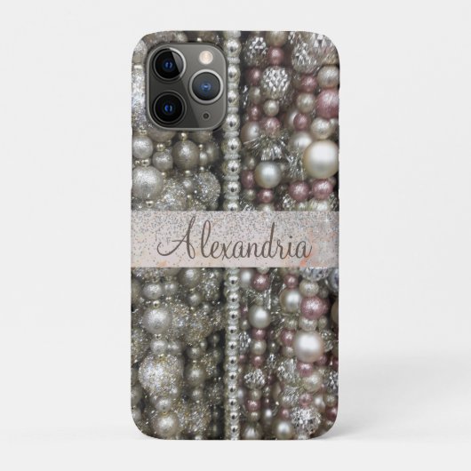 Sparkly Silver en Roze strengen kralen Case-Mate iPhone Case (Achterkant)