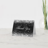 Sparkly Silver Faux Glitter Black Folie Bedankkaart (Voorkant)