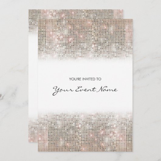 Sparkly Silver Faux Sequins Festive Party Kaart (Voorkant / Achterkant)