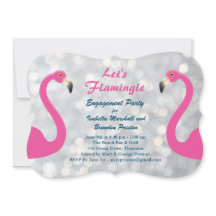 Sparkly Silver Flamingo Engagement Party nodigt ui