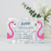 Sparkly Silver Flamingo Wedding RSVP (Staand voorkant)
