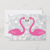 Sparkly Silver Flamingo Wedding RSVP (Achterkant)