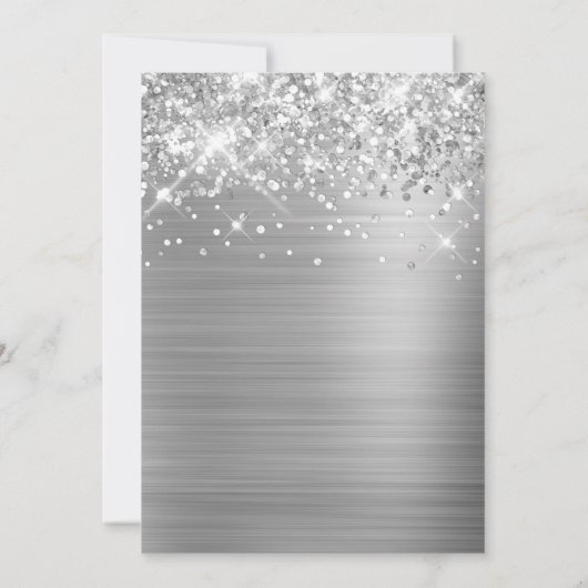Sparkly Silver Foil Elegant Script 50th Birthday Kaart (Achterkant)