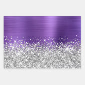 Sparkly Silver Glitter Amethist Paarse Faux Folie Inpakpapier Vel (Voorkant 2)