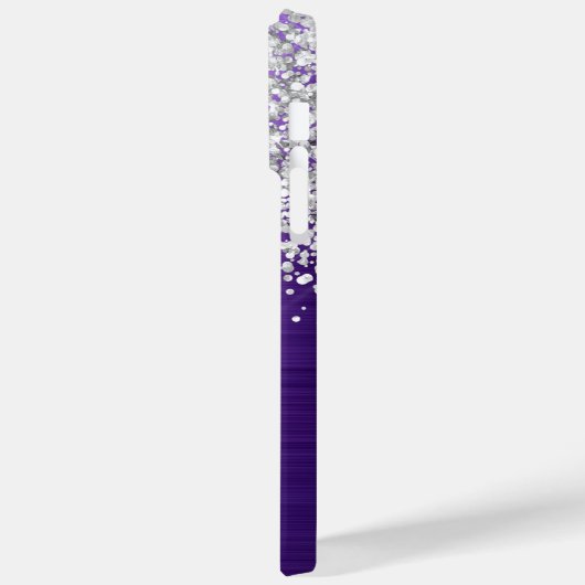 Sparkly Silver Glitter Amethyst Glam Name Case-Mate iPhone Case (Achterkant / Links)