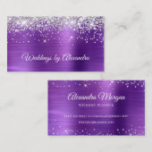 Sparkly Silver Glitter Amethyst Satin Folie Visitekaartje (Voorkant / Achterkant)