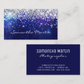 Sparkly Silver Glitter Aqua Blue Celestial Visitekaartje (Voorkant / Achterkant)