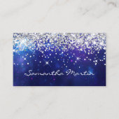 Sparkly Silver Glitter Aqua Blue Celestial Visitekaartje (Voorkant)