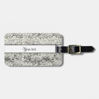 Sparkly Silver Glitter Bagagelabel