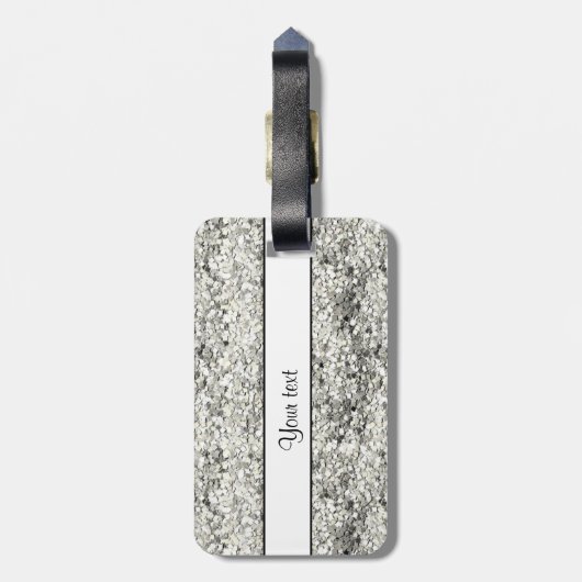 Sparkly Silver Glitter Bagagelabel (Achterkant verticaal)