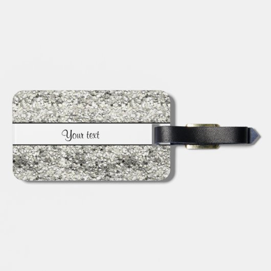 Sparkly Silver Glitter Bagagelabel (Achterkant horizontaal)