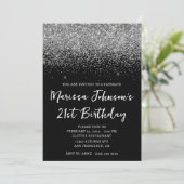 Sparkly Silver Glitter Black 21e verjaardag Kaart (Staand voorkant)