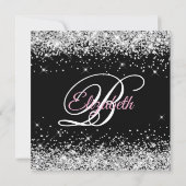 Sparkly Silver Glitter Black Color 70th Birthday Kaart (Achterkant)