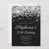 Sparkly Silver Glitter Black Elegant 50th Birthday Kaart (Voorkant)