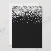 Sparkly Silver Glitter Black Elegant Calligrafie Save The Date (Achterkant)