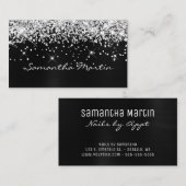 Sparkly Silver Glitter Black Folie Visitekaartje (Voorkant / Achterkant)
