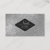 Sparkly Silver Glitter Black Make-up Nails Lash Visitekaartje (Voorkant)