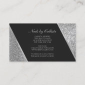 Sparkly Silver Glitter Black Make-up Nails Lash Visitekaartje (Achterkant)