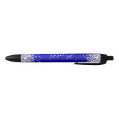 Sparkly Silver Glitter Blue Satin Zwarte Inkt Pen (Bodem)