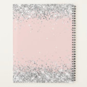 Sparkly Silver Glitter Blush Fancy Monogram Planner (Achterkant)