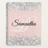 Sparkly Silver Glitter Blush Fancy Monogram Planner (Voorkant)