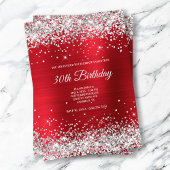 Sparkly Silver Glitter Bright Red Satin Folie Kaart